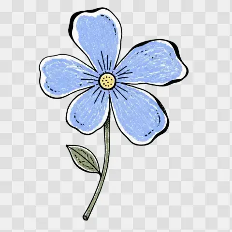 Asymmetrical Five Petal Wildflower Doodle Clipart