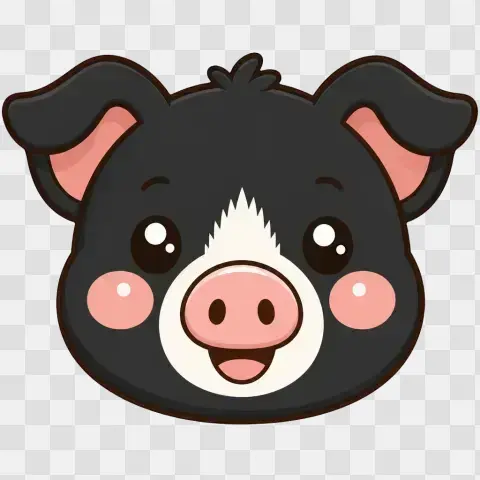 Berkshire Pig Face Only Portrait Kawaii Clipart