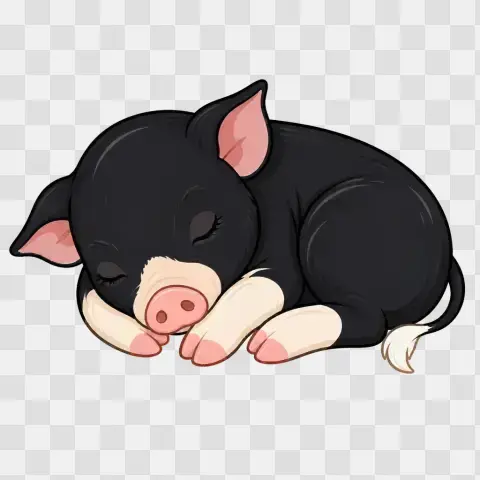 Berkshire Piglet Curled Asleep