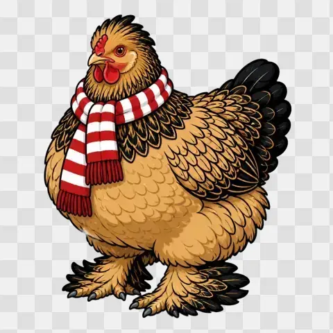 Brahma Hen Wearing Winter Scarf Sticker