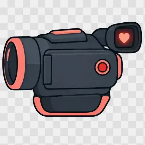 Camcorder Side Profile With Heart Viewfinder Glow