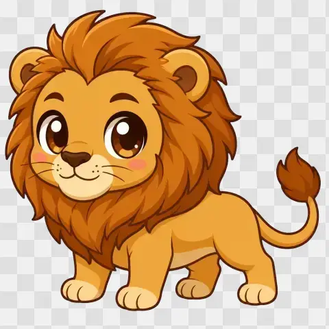 Chibi African Savanna Lion Standing Profile