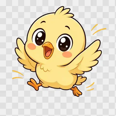 Chibi Baby Chick Mid Leap Joyful