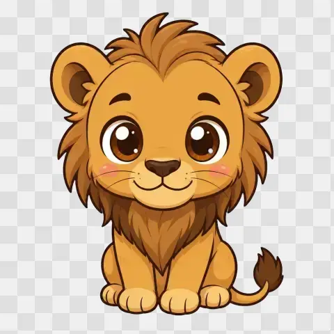 Chibi East African Masai Lion Seated Front View