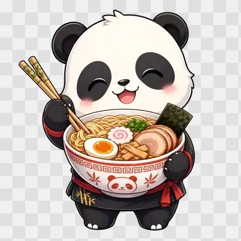 Chibi Panda Eating Ramen Qs1nqh