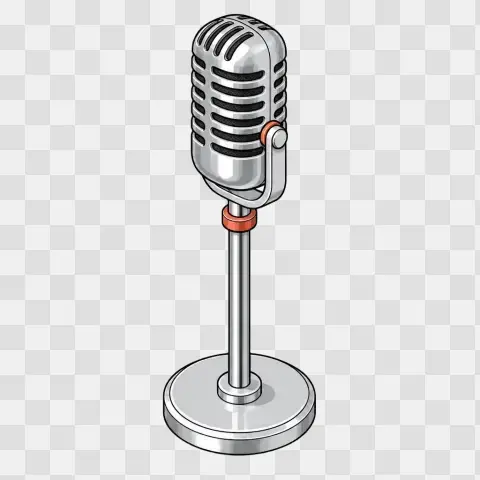 Chrome Stand Microphone Isometric Right Three Quarter View