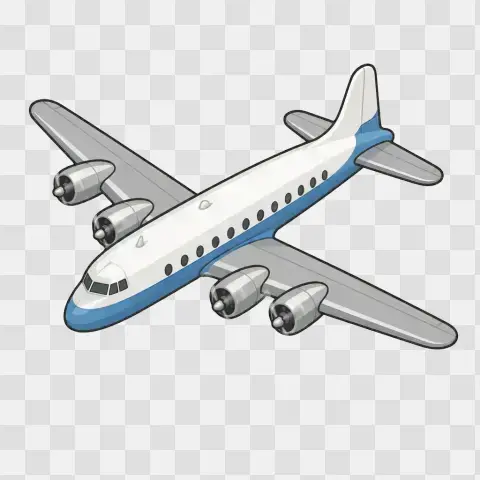 Classic Propeller Airliner Three Quarter Isometric