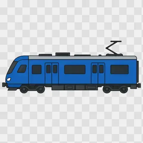 Commuter Train Side Profile Municipal Blue