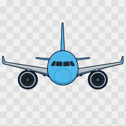 Contemporary Passenger Jet Straight On Nose View Sky Blue