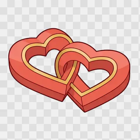 Coral And Gold Interlocking Hearts Front Face Emphasis