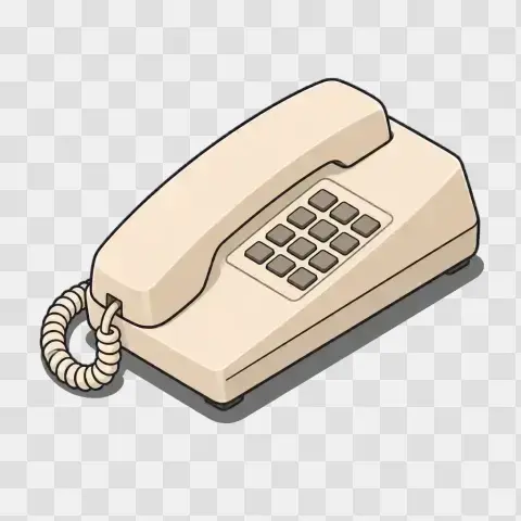 Cream Trimline Corded Telephone Handset Cradled Idle