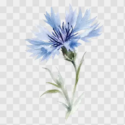 Dusty Blue Cornflower Watercolor Clip Art