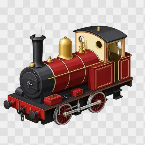 Early Steam Tank Engine Isometric Three Quarter Front