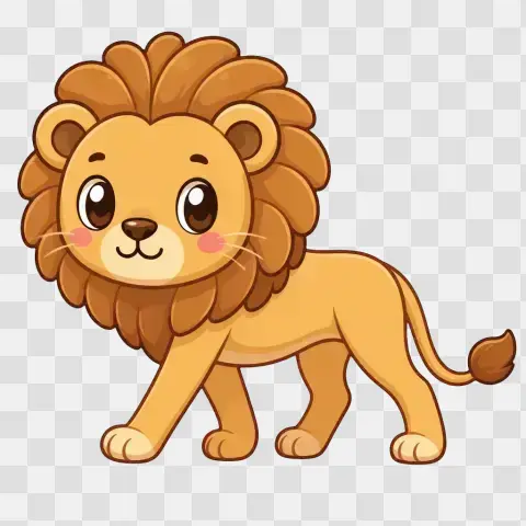 East African Masai Lion Walking Kawaii Clip Art