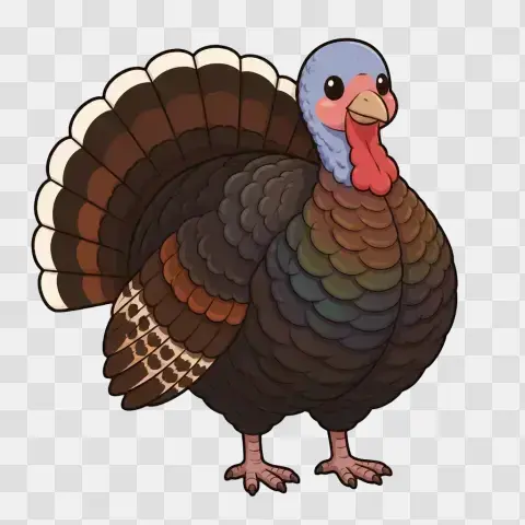 Eastern Wild Turkey Full Body Standing Kawaii Clipart