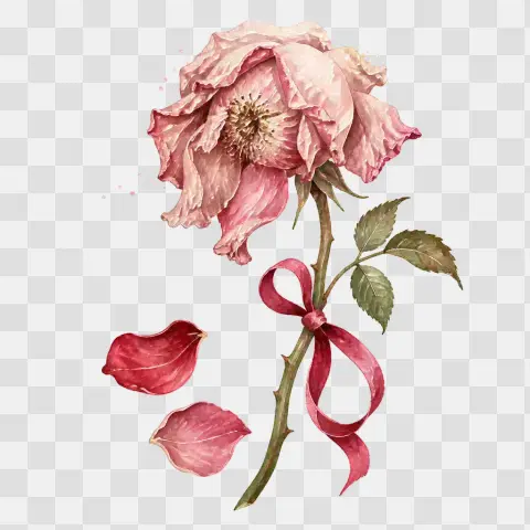Fading Bloom Rose With Loose Petals And February Red Accent