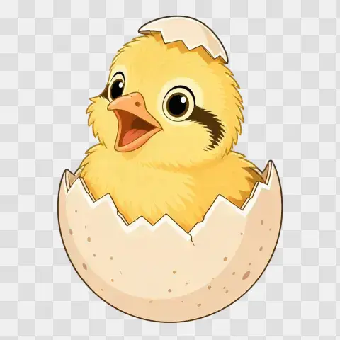 Fluffy Baby Chick Hatching Watercolor Clipart