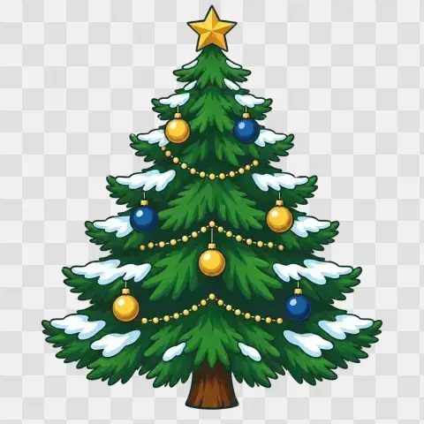 Full Symmetrical Fir Tree Front On Watercolor