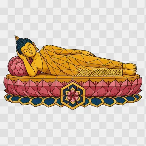 Geometric Buddha Reclining Parinirvana Pose