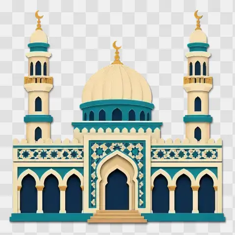 Grand Mosque Exterior Paper Art Clipart