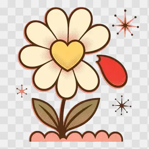 Heart Center Daisy Single Petal Falling