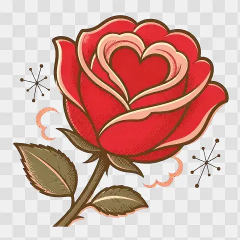 Heart Center Rose Full Bloom Side View