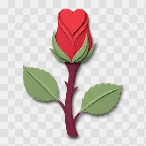 Heart Tipped Rose Bud Single Stem