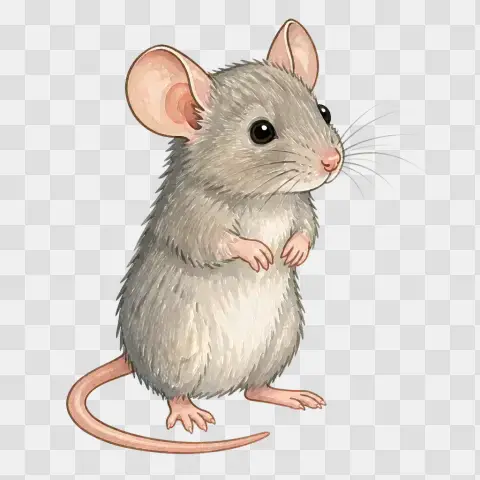 House Mouse Alert Standing Watercolor Clipart