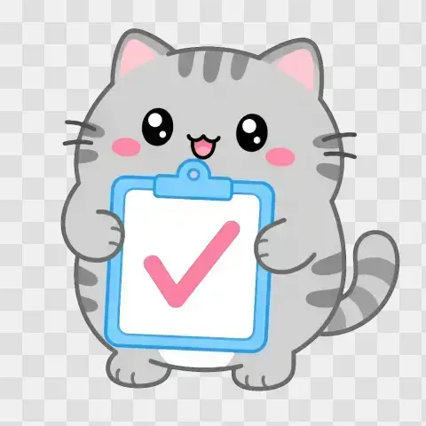 Kawaii Cat Planner Check Mark Habit Tracker Pose