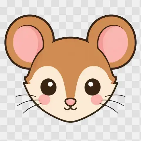 Kawaii Deer Mouse Face Portrait Warm Brown Doe Eyes