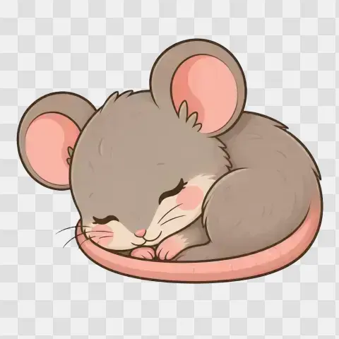 Kawaii Field Mouse Curled Asleep