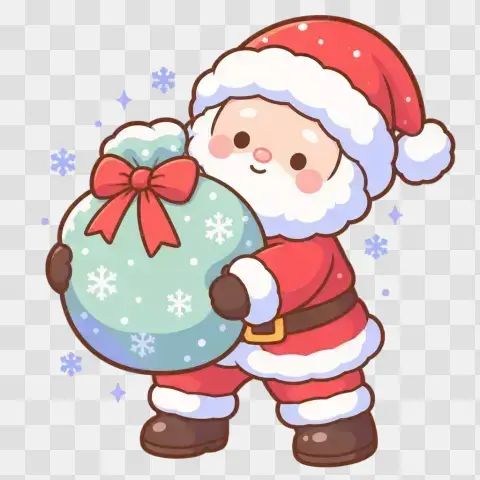 Kawaii Full Body Santa Carrying Gift Sack Blue Hour