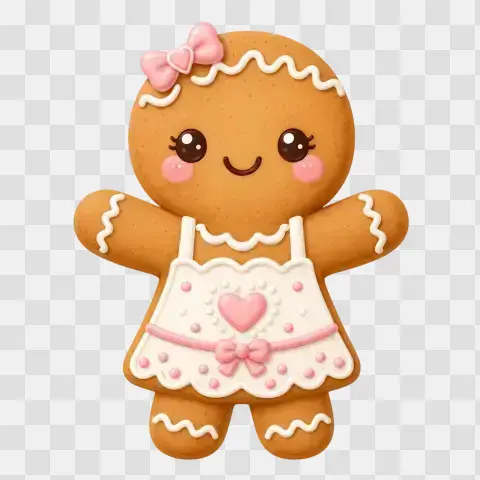 Kawaii Gingerbread Person Heart Dress She512