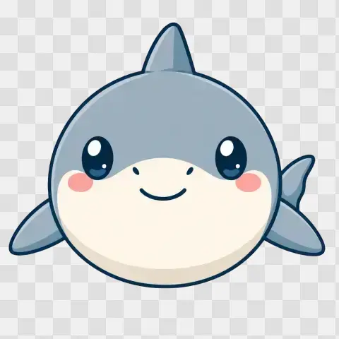 Kawaii Great White Shark Front Facing Portrait