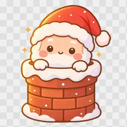Kawaii Santa Chimney Peek Sunset Gold