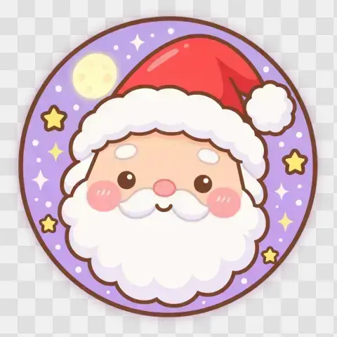 Kawaii Santa Face Medallion Moonlit Lavender