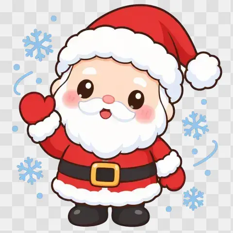 Kawaii Santa Half Body Waving Fluffy Flurries
