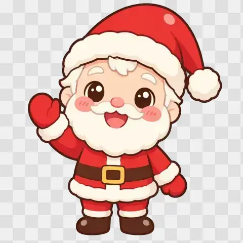 Kawaii Youthful Santa Waving Soft Snowfall