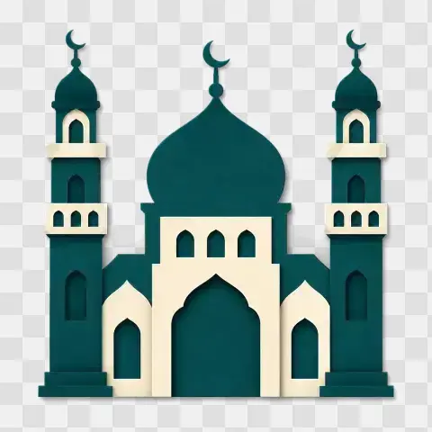 Layered Mosque Silhouette Single Dome Emblem