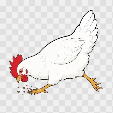 Leghorn Hen Scratching Ground Watercolor Clipart