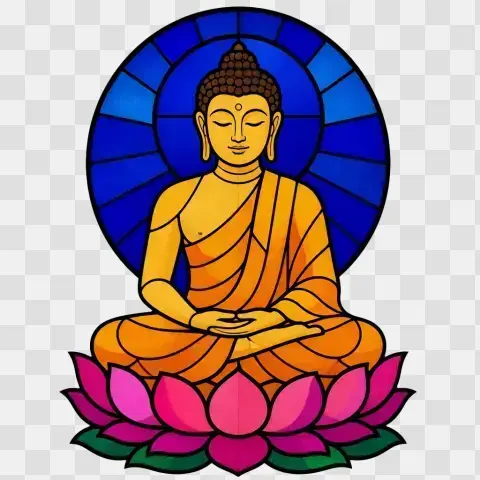 Meditation Buddha Dhyana Mudra Stained Glass Panel