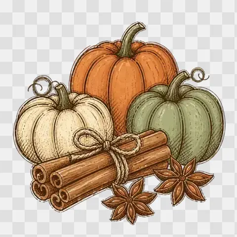 Mini Pumpkins Cinnamon Sticks And Star Anise Spice Cluster C