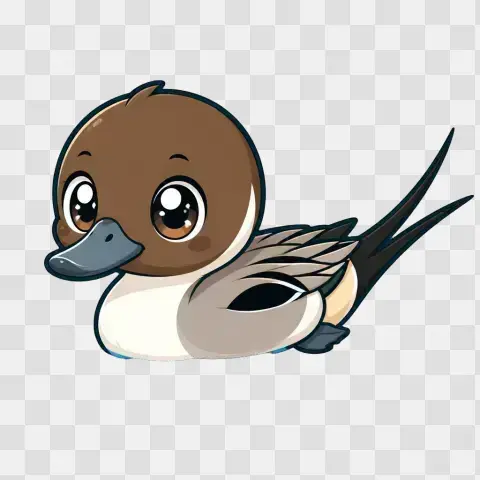 Northern Pintail Drake Chibi Swimming