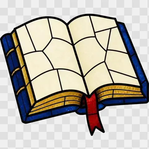 Open Bible With Ruby Ribbon Marker Stained Glass Clipart