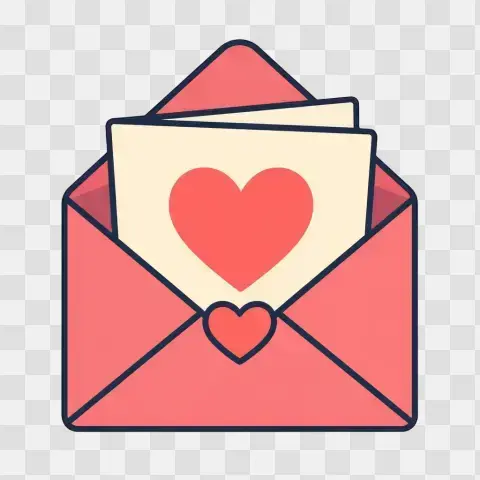 Open Love Letter Cream With Coral Heart