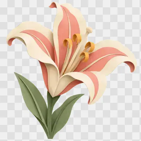 Opening Lily Bloom Three Quarter View Papercut