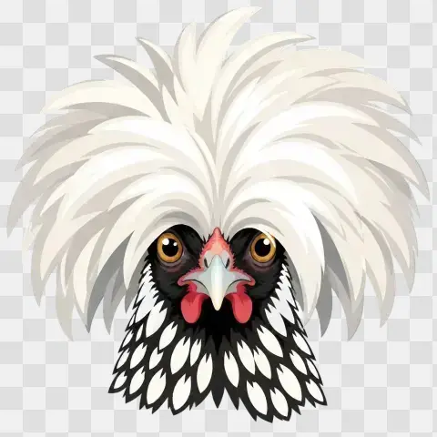 Polish Hen Face Portrait Watercolor Clipart