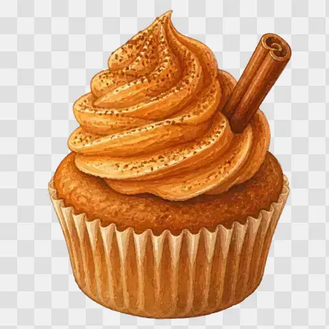 Pumpkin Cupcake With Cinnamon Frosting Clipart