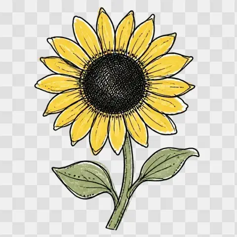 Radiating Sunflower Doodle Clipart