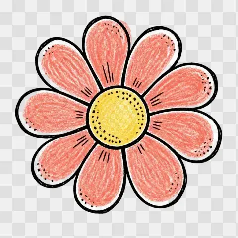 Round Petal Daisy Doodle Clipart